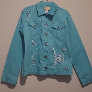 Carrie Allen Jean Jacket, size L, color: light Jean wash blue